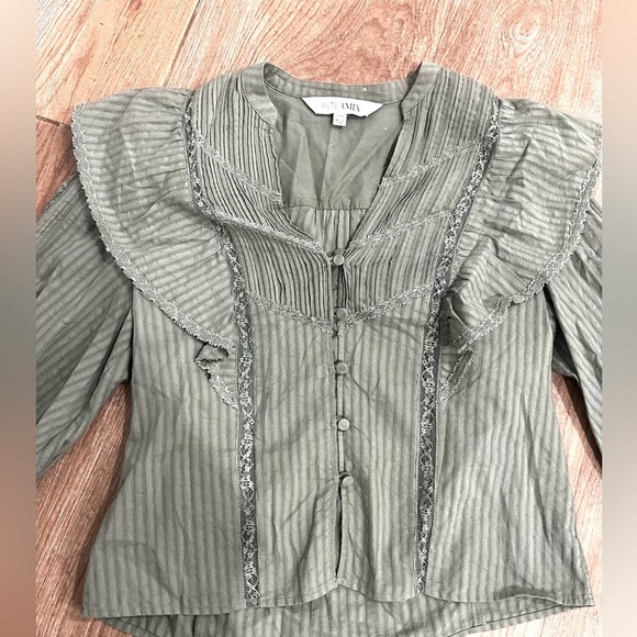 INTERMIX Eloise Ruffled Cotton Blouse - Picture 6 of 8